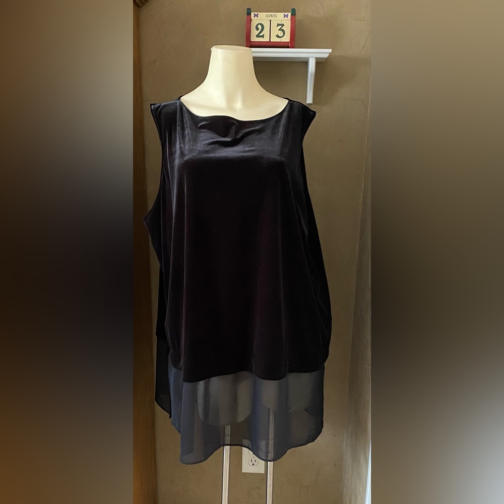 NWT! Ralph Lauren Plus Velvet Sheer-Hem Blouse, women’s size 3X